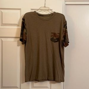 Olive Green and Camo Pocket T-Shirt